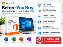 Load image into Gallery viewer, Microsoft Office Home & Student 2016 | 1 PC Lifetime License | Email Delivery