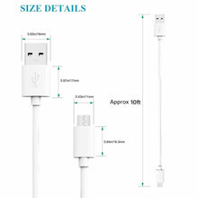Load image into Gallery viewer, 1M 2M 3M Long Micro USB Data Sync Charger Cable Lead For Samsung Android Phones
