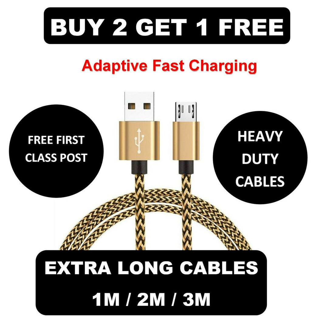 1M 2M 3M Long Micro USB Data Sync Charger Cable Lead For Samsung Android Phones
